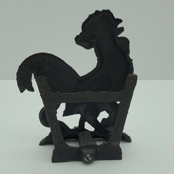 Cast Iron Rooster Napkin Holder Rustic Black Metal Rooster Letter Holder - Picture 4 of 8